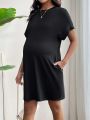 SHEIN Maternity Batwing Sleeve Short Dress