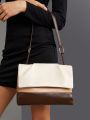 SHEIN BIZwear Ring Detail Color Block Flip Flap Shoulder Bag