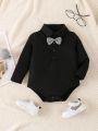 Baby Bow Front Polo Neck Bodysuit