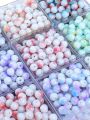 50Pcs/pack Of 8mm Dual Color Glass Loose Bead For Handmade DIY Bracelet Necklace Jewelry Making Supplies Cream Sweet Girl Style Decorative Beads