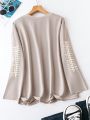 Plus Size Women'S Loose Fit Round Neck Long Sleeve Sweatshirt With Print