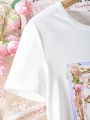 Teen Girls' Printed Short Sleeve T-Shirt And Casual Pants 2pcs/Set