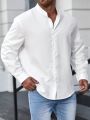Men'S Plus-Size Solid Color Long Sleeve Shirt