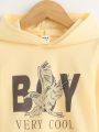 Baby Boys' Letter And Eagle Printed Hoodie And Long Pants Set