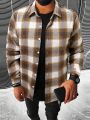 Manfinity EMRG Men's Plaid Button Front Drop Shoulder Sleeve Shirt
