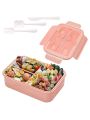 Bento Box for Adult, Lunch Box with 3 Compartments, Cutlery & Set of Knife and Fork, Large Dip Container, Cute Bento Box with Insulation Bag Optional, Phone Holder for Dining