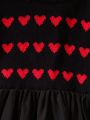 Baby Girl Heart Pattern Sweater Dress