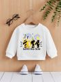 Baby Boys' Casual New Year'S Eve 2024 Long Sleeve Round Neck Sweatshirt, Suitable For Autumn And Winter