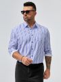 Manfinity Men Plus Vertical Striped Patched Pocket Shirt