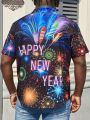 Manfinity Homme Men's Plus Size Fireworks Graphic Short Sleeve Shirt