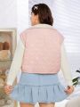 SHEIN Qutie Women's Plus Size Zip Front Fleece-Lined Padded Vest