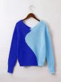 Teen Girls Contrasting Color Double V-Neck Sweater