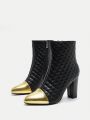 SHEIN BIZwear Women's Fashion Colorblock Ankle Boots