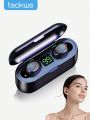 Teckwe Wireless Earbuds,High-End Wireless Headphones With LED Power Display,Noise Canceling, IPX7 Waterproof,Weightless And Comfortable In-Ear & 8MM Speaker,3Hrs Play Continuously & The Charging Box Can Be Charged 15 Times Perfect Gift For Birthdays