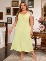 Plus Size Sweet And Cute Casual Lace Trimmed Sleep Dress