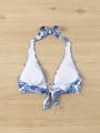 SHEIN Swim BohoFeel Women's Paisley Print Halter Bikini Top