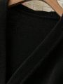 SHEIN LUNE Plus Size Stripe Pattern Drop Shoulder Cardigan