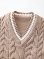 New Autumn And Winter Edition Infant Sweater With Cute Contrast Trim