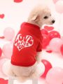 PETSIN Valentine's Day Pet Red Love Letter & Heart Printed Hoodie Without Hat For Cats And Dogs, 1pc