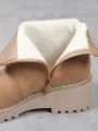 Styleloop Fluffy Trim Wedge Ankle Boots
