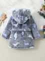 Baby Dinosaur Pattern Hooded Tie Plush Pajamas