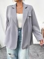 SHEIN Essnce Ladies' Plus Size Double-Breasted Blazer With Lapel Collar