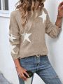SHEIN LUNE Knitted Pullover Sweater With Pentagram Pattern