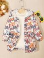 Baby Girls' Cute & Vivid Cat Print Plus Velvet Hooded Jacket