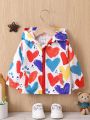 Baby Boys' Fun Printed Windproof Hooded Jacket With Pockets And Side Stripes Detail