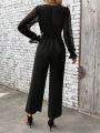 SHEIN Frenchy Women'S Wrap-Waist Belted Jumpsuit