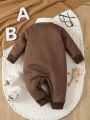 Baby Boys' Plaid Texture & Fleece Patchwork Jumpsuit