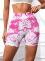 SHEIN Yoga Floral Tie Dyed Sports Shorts
