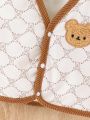 Baby Boys' Vest Jacket With Color Block Trim And Bear Pattern