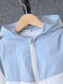 SHEIN Boys' Casual Colorblocked Thin Long Sleeve Jacket Sports Summer Outwear
