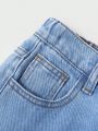 SHEIN Boys' Casual Mid-waist Loose Irregular Cut Straight Leg Ripped Jeans