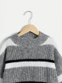 SHEIN Teen Girl Striped Pattern Drop Shoulder Sweater