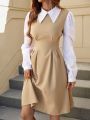 SHEIN Privé Ladies' Solid Color Simple And Elegant Dress