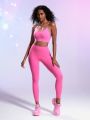 SHEIN Leisure Women's Cut Out Crop Top And Pants Fitness Set