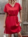 Women'S Solid Color Batwing Sleeve Dress