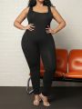 SHEIN CURVE+ Plus Size Women's Solid Color Jumpsuit