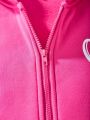Girls' Youth Heart Print Hooded Zipper Sweatshirt