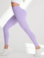 SHEIN Yoga Basic Women'S High Waist Nude Yoga Pants Stretch Tight Butt Lifting Sports Fitness Leggings