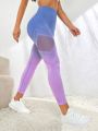 Yoga Party Ombre Hollow Out Tummy Control Sports Leggings