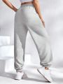 SHEIN Daily&Casual Women'S Letter Print Drawstring Elastic Cuff Sport Pants