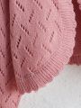 Toddler Girls' Knitted Front Single Button Eyelet Cardigan