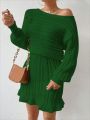 SHEIN Frenchy Women's Drop Shoulder Ruffle Hem Swing Dress