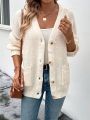 SHEIN LUNE Women'S Drop Shoulder Cardigan With Two Pockets