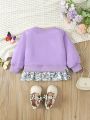 Baby Girls' Butterfly & Floral Printed 2-In-1 Long Sleeve Sweatshirt
