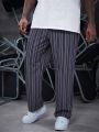 Manfinity Hypemode Men'S Plus Size Striped Drawstring Waist Pants