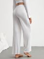 SHEIN Leisure Solid Color Elastic Waist Loose Home Wear Pants